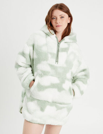 Sweat de pyjama effet polaire vert pastel femme