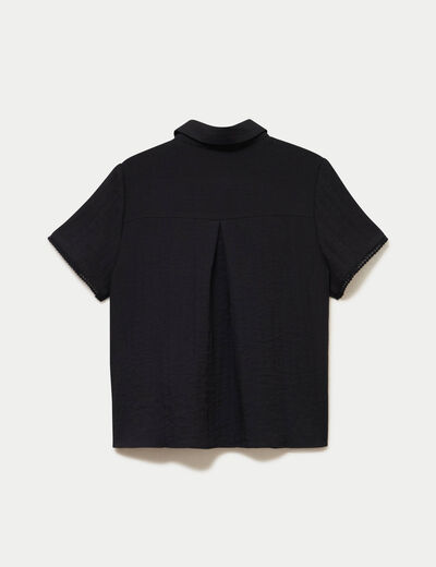 Chemise col classique manches courtes noir femme