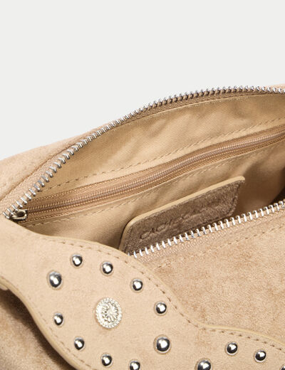 Sac port&eacute; &eacute;paule d&eacute;tails clout&eacute;s marron femme