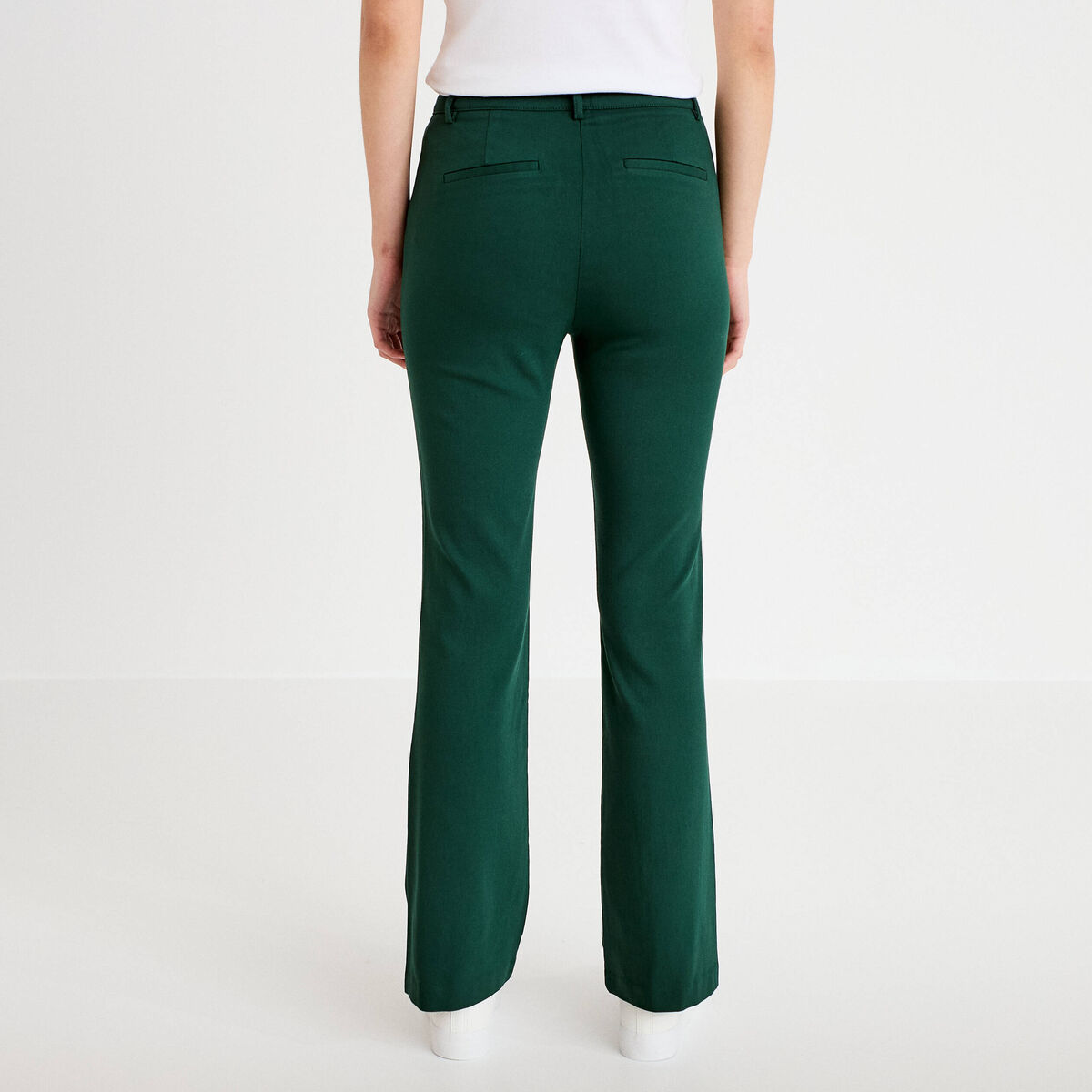 Pantalon bootcut &agrave; pont vert fonc&eacute; femme