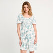 Robe midi évasée smockée ecru femme