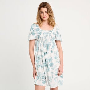robe midi evasee smockee ecru femme Robe midi évasée smockée ecru femme