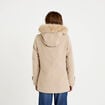 Manteau mi-long &agrave; capuche beige femme