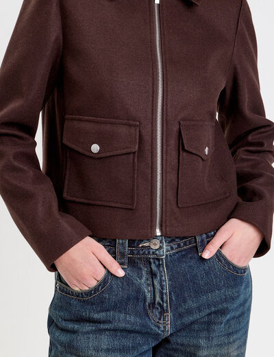 Veste zippée marron foncé femme