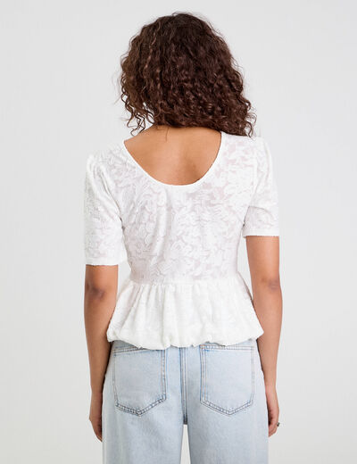 Blouse manches courtes ecru femme