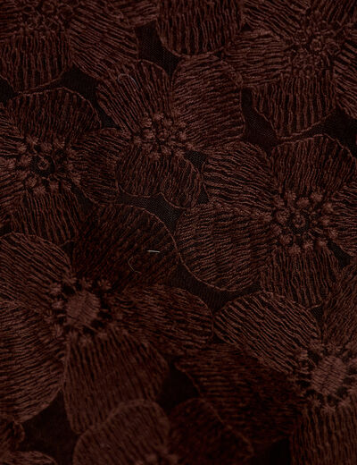 Blouse en dentelle d&eacute;collet&eacute; dos marron fonc&eacute; femme