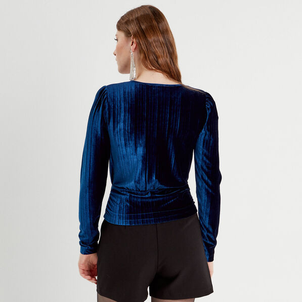 T-shirt velours bleu foncé femme