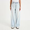 Jean wide leg taille haute Petite denim bleach femme