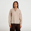 Chemise coupe ample manches longues marron femme