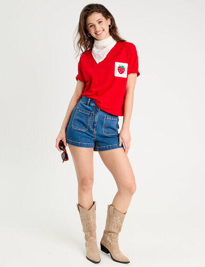 T-shirt manches courtes rouge femme