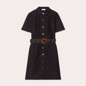 Robe trapèze ceinturée noir femme