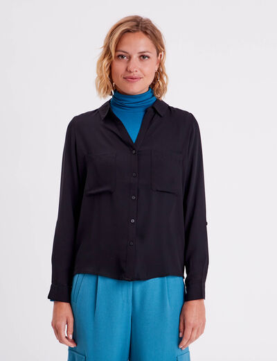 Chemise manches longues noir femme