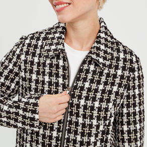 Veste zippée tweed noir femme