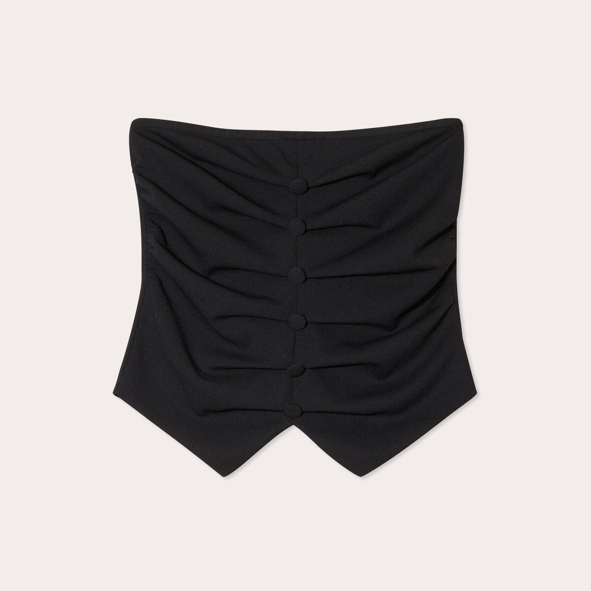 Bustier cropped froncé noir femme