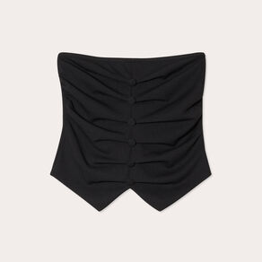 Bustier cropped froncé noir femme