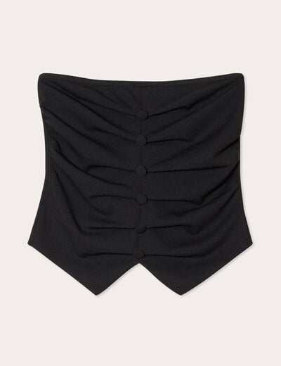 Bustier cropped froncé noir femme