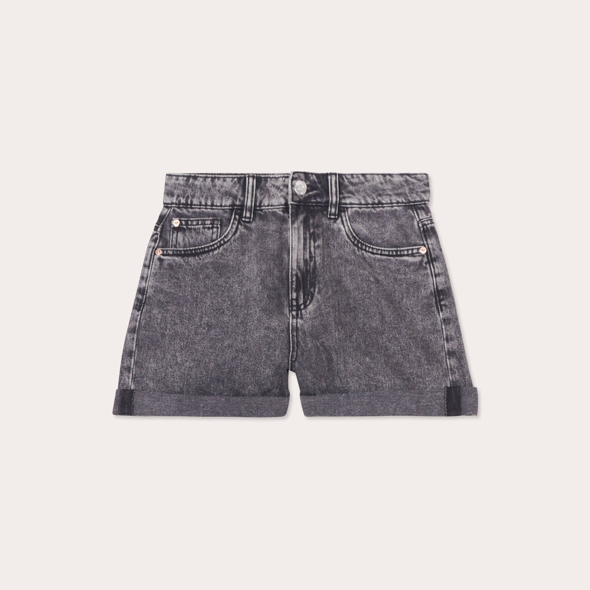 Short mom taille haute en jean denim noir femme