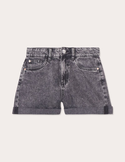 Short mom taille haute en jean denim noir femme