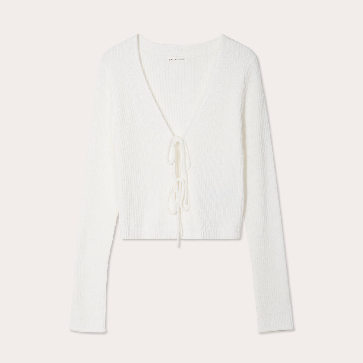 Gilet noeuds devant ecru femme
