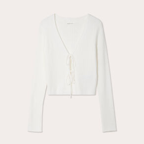 Gilet noeuds devant ecru femme