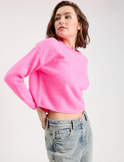 Pull manches longues rose femme