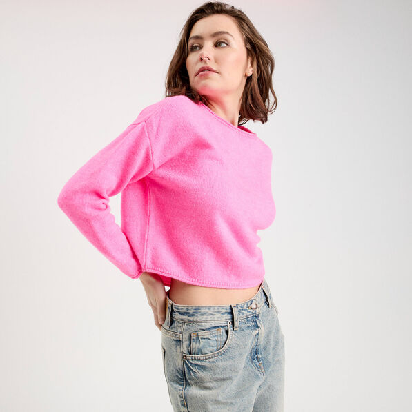 Pull manches longues rose femme