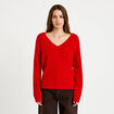 Pull avec col en V rouge femme