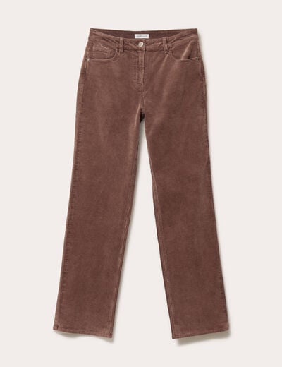 Pantalon droit en velours jaune femme