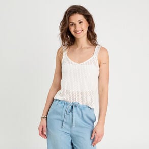 debardeur effet crochet ecru femme Débardeur effet crochet ecru femme
