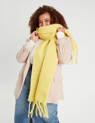 Écharpe avec franges jaune clair femme