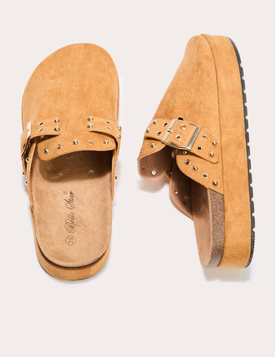 Sandales aspect daim camel femme