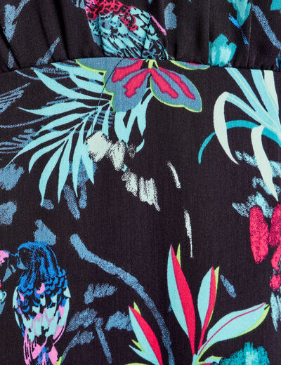 Robe longue à manches courtes noir femme