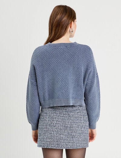 Pull manches longues bleu gris femme