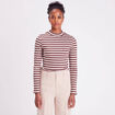 T-shirt cintr&eacute; col montant marron clair femme