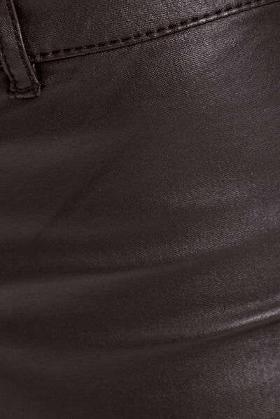 Pantalon skinny enduit noir femme