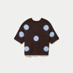 Pull col rond manches courtes marron fonc&eacute; femme