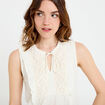 Blouse sans manches col v ecru femme
