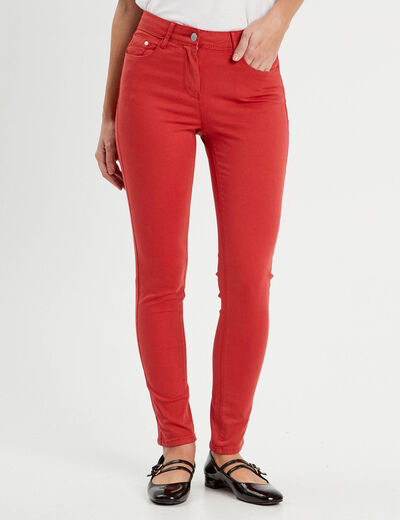 Jeans slim 5 poches rouge femme