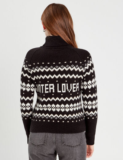 Pull avec col roulé noir femme
