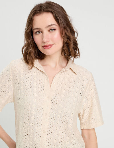 Chemise ajourée ecru femme