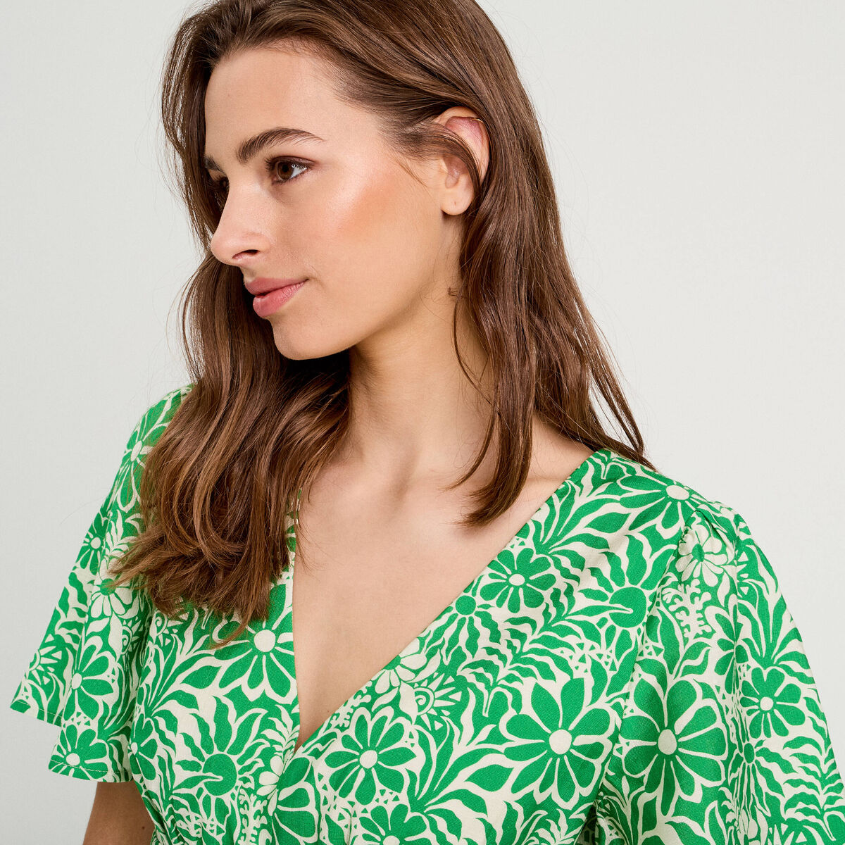 Robe longue évasée vert menthe femme