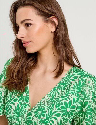 Robe longue évasée vert menthe femme