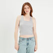 Débardeur tricot torsades gris clair femme