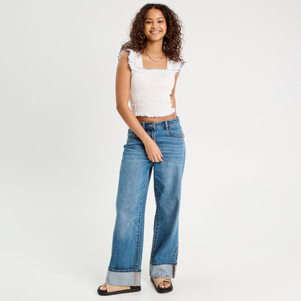 Débardeur smocké blanc femme
