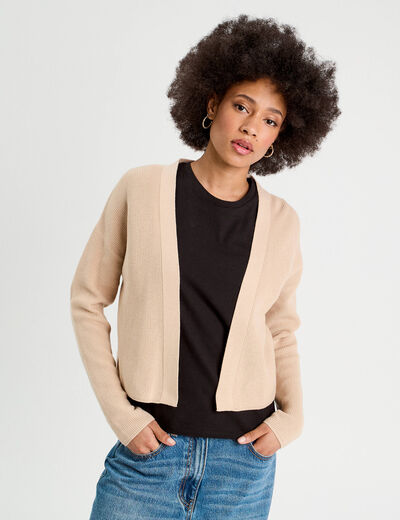 Gilet manches longues sable femme