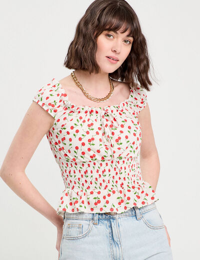 Blouse manches courtes blanc femme