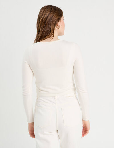 Gilet avec broderie ecru femme