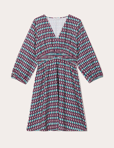 Robe évasée manches 3/4 noir femme