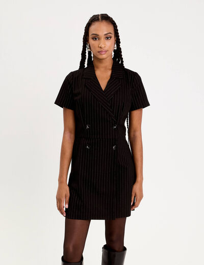 Combishort col tailleur noir femme