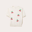 Pull manches courtes patchs ecru femme